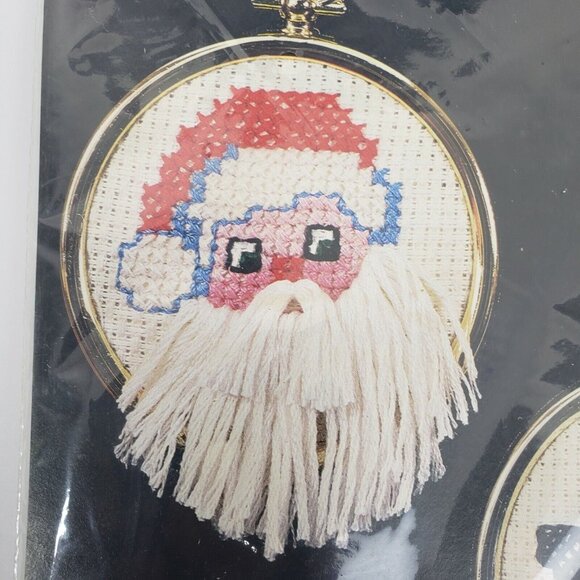 2 Bucilla Counted Cross Stitch Ornaments Kits Vintage 48788 48789 Santa Snowman - Picture 7 of 12